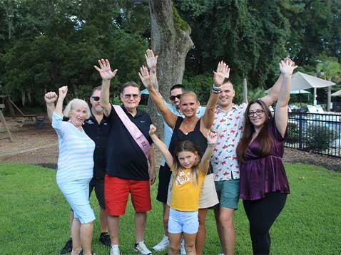 Family photo in a park